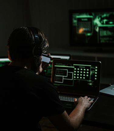 Identity Theft Protection Cyber security specialist examines insured's information for any traces of identity fraud