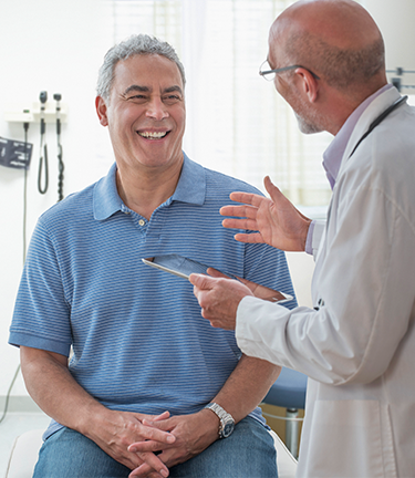 Medical Insurance Doctor explains what options the patient has that align with his medical insurance