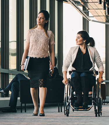 Short and Long Term Disability Rehabilitation facility, woman in a wheelchair